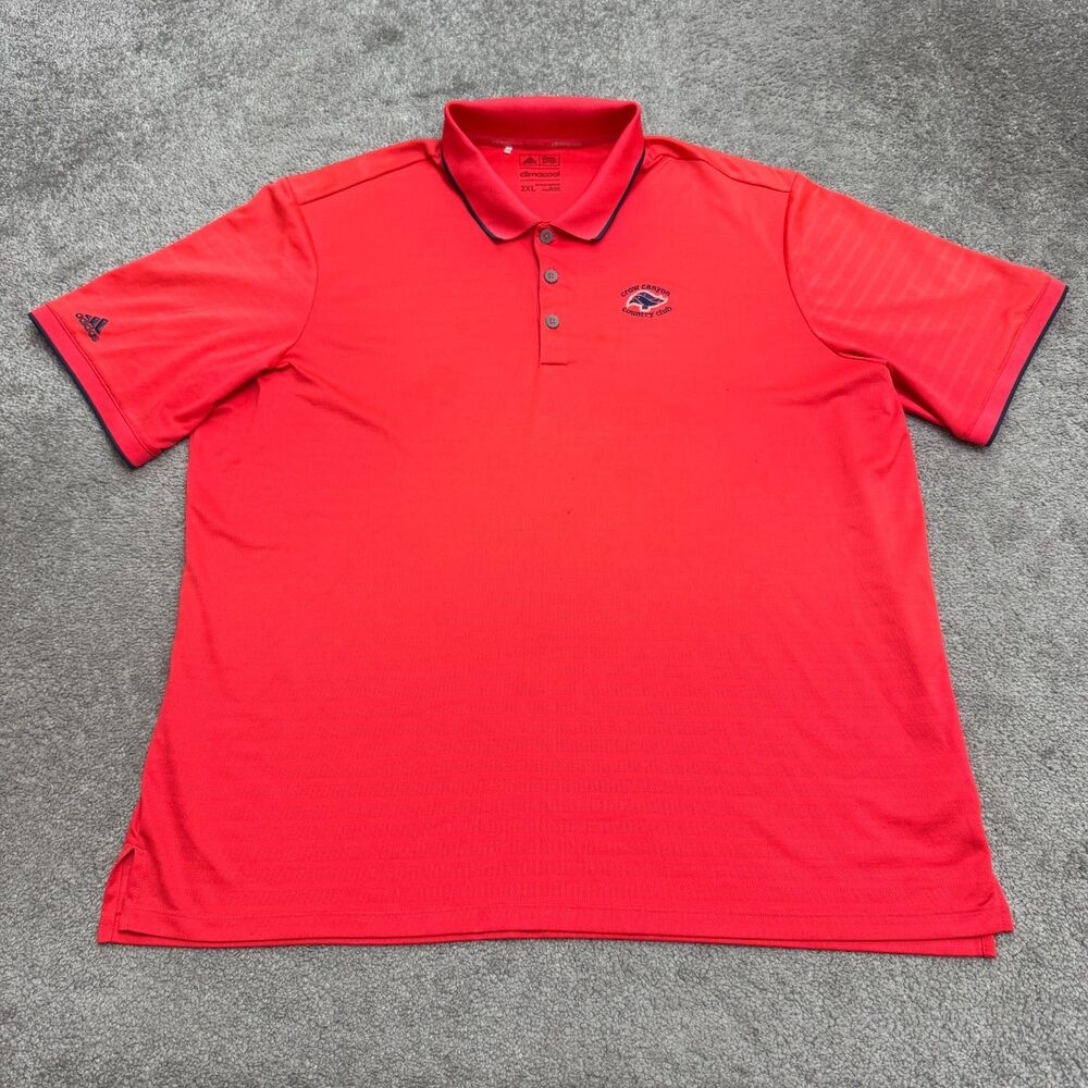 Adidas Climacool Golf Polo Shirt Crow Canyon Country Club Mens 2XL Coral Pink